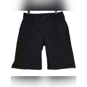 NYDJ Black Bermuda Denim Jean Shorts ELLA 25W Womens Size 0 Lift Tuck Technology